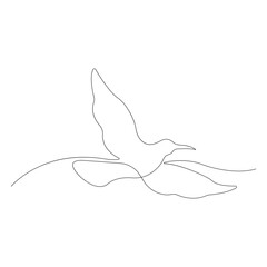 Continuous single-line art of hummingbird. Cute hummingbird one-line drawing vector and illustration