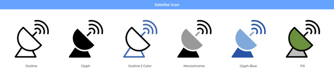 Satelite Icon Set Vector
