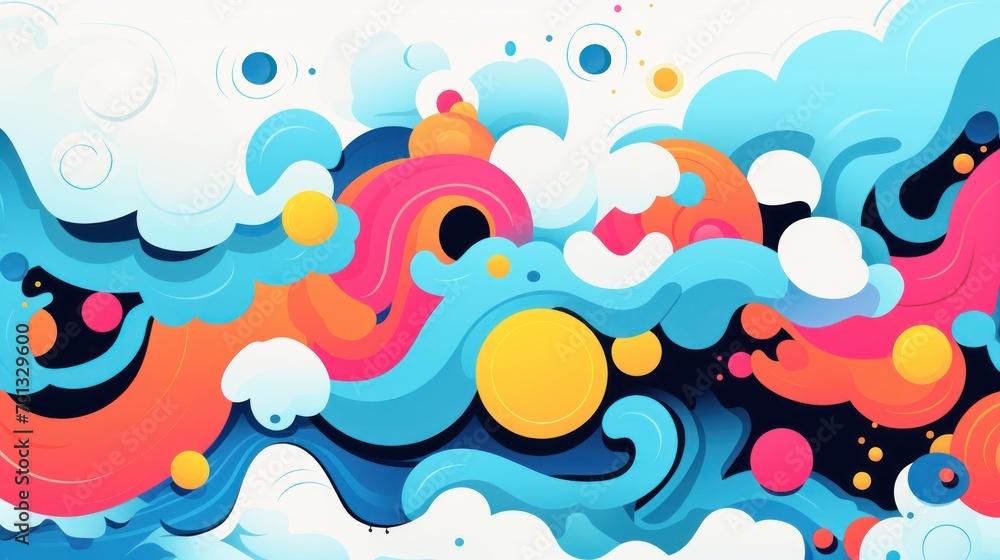 Poster a colorful abstract background with a lot of bubbles and bubbles in the middle of the image and a lo