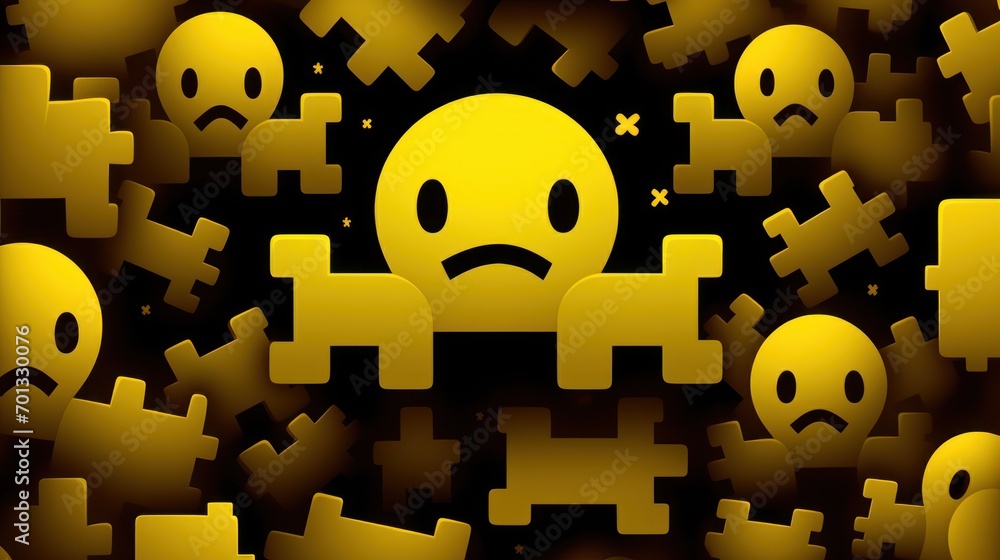 Poster a group of yellow emoticions with a sad face in the middle of the emo emo emo emo emo emo emo emo em