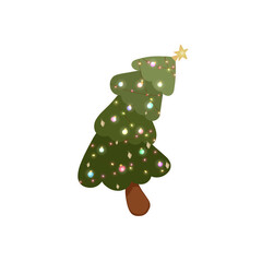 Illustration of a Christmas tree bending sideways