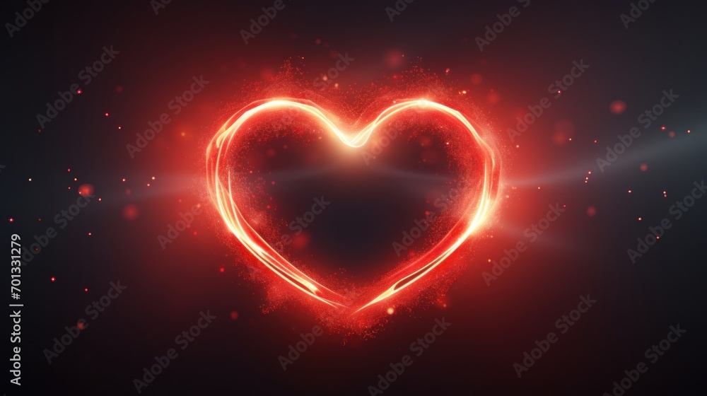 Aufkleber a glowing red heart shaped object on a black background with a red light coming from the center of t