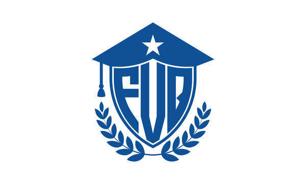 FVQ three letter iconic academic logo design vector template. monogram, abstract, school, college, university, graduation cap symbol logo, shield, model, institute, educational, coaching canter, tech
