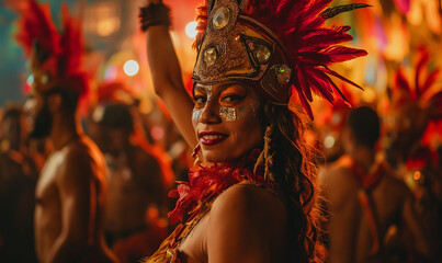 Girl at Rio Carnival - obrazy, fototapety, plakaty