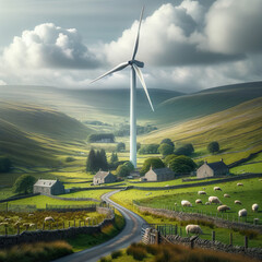 Countryside with Wind Turbine