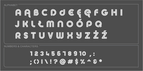 alphabet letter font set. typographic font with trendy thin, bold, uppercase, lowercase and numbers letters. vector illustration.