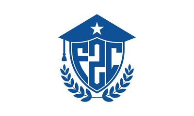 FZC three letter iconic academic logo design vector template. monogram, abstract, school, college, university, graduation cap symbol logo, shield, model, institute, educational, coaching canter, tech