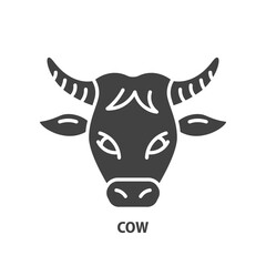 Cow glyph icon. Cattle breeding symbol. Vector illustration.