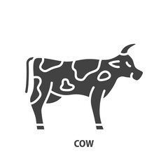 Cow flat glyph icon. Cattle breeding sign. Vector illustration.
