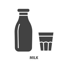 Milk glyph icon. Dairy product vector illustration.