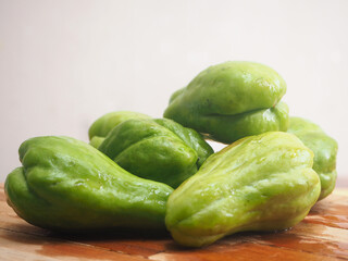 Vegetables green chayote, full of nutrition such as vitamin and fiber