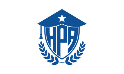 HPA three letter iconic academic logo design vector template. monogram, abstract, school, college, university, graduation cap symbol logo, shield, model, institute, educational, coaching canter, tech