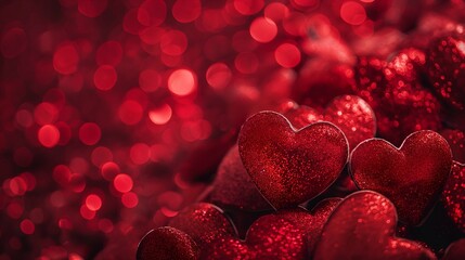 Valentines day background with red heart shaped balloons. 3d rendering