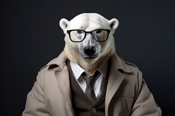 polar bear wears glasses