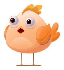 Vector illustration of cute little colorful Cartoon style bird.