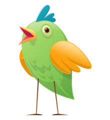 Vector illustration of cute little colorful Cartoon style bird.