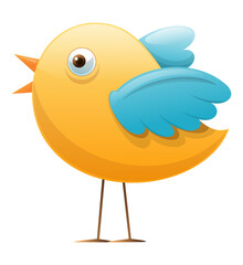 Vector illustration of cute little colorful Cartoon style bird.