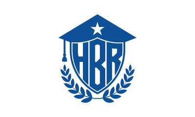 HBR three letter iconic academic logo design vector template. monogram, abstract, school, college, university, graduation cap symbol logo, shield, model, institute, educational, coaching canter, tech