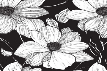 Flower black and white texture vector illustration image overlay monochrome grunge background texture