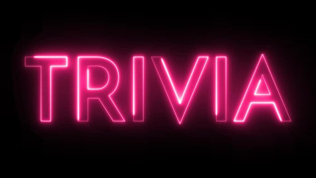 Trivia text animation modern neon sign light effect no background