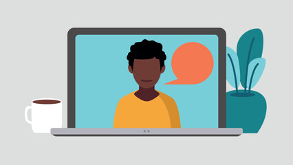 Laptop mit Videokonferenz