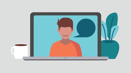 Laptop mit Videokonferenz