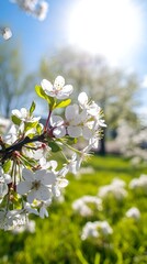 Obraz premium A fresh and sunny meadow with blooming wildflowers , sunny meadow, blooming wildflowers.