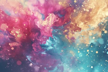 psychedelic multicolored abstract background. colorful sparkles and splashes on dreamy colored psychic waves. calming fantasy aura, euphoria and spirituality concept.  - obrazy, fototapety, plakaty
