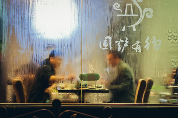 Fototapeta premium Shanghai, China - March 20, 2013: Restaurant in Shanghai city