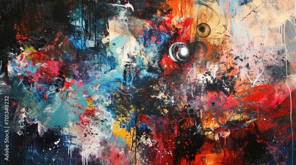 Poster Abstract background, oil painting on canvas, paint splashes on canvas