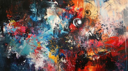 Abstract background, oil painting on canvas, paint splashes on canvas
