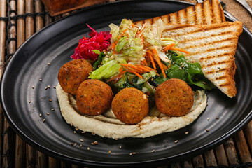 Israeli Falafel with hummus with bread
