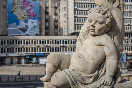Warsaw, Poland - August 30, 2014: Statue in front of Fryderyk Chopin Museum on Tamka Street in Warsaw city