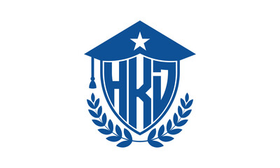 HKD three letter iconic academic logo design vector template. monogram, abstract, school, college, university, graduation cap symbol logo, shield, model, institute, educational, coaching canter, tech