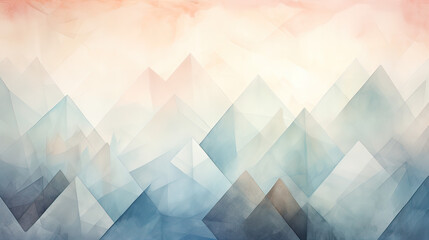 An artistic blend of watercolor triangles, with soft edges and translucent hues, creating a dreamlike and serene abstract scene Ai Generative