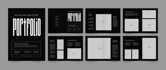 Portfolio layout template and business presentation brochure guide design.