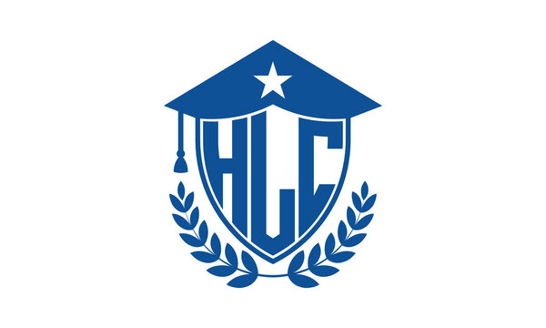 HLC three letter iconic academic logo design vector template. monogram, abstract, school, college, university, graduation cap symbol logo, shield, model, institute, educational, coaching canter, tech