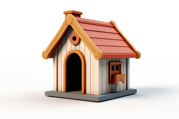 Dog House 3D illustration white background