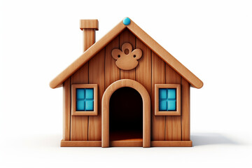 Dog House 3D illustration white background