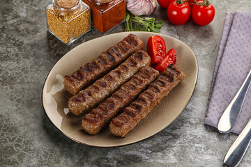 Grilled beef kebab minced meat