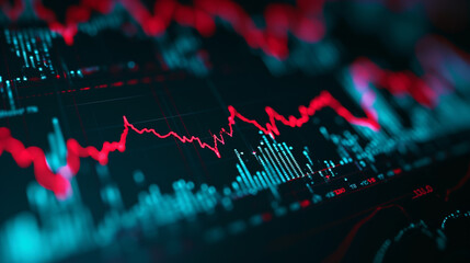 A stock chart that is going down is a visual representation of the decline in share prices. ai generated.