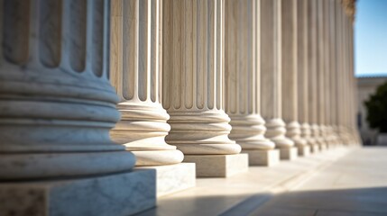 Supreme Court in Washington Row of Ionic marble columns - obrazy, fototapety, plakaty