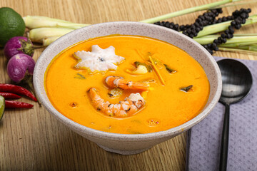 Thai Tom Yum soup with seafood