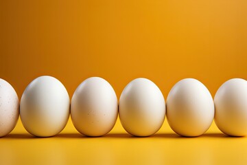 White eggs on a yellow background, Generate Ai