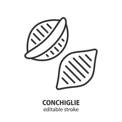 Conchiglie line icon. Italian pasta symbol. Editable stroke. Vector illustration.