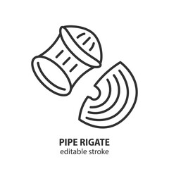Pipe rigate line icon. Italian pasta symbol. Editable stroke. Vector illustration.