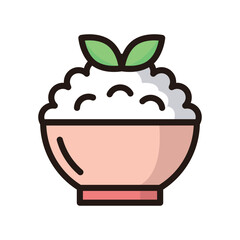 Rice bowl icon vector on trendy design