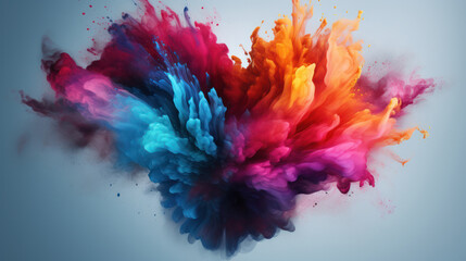 Heart made of multi-colored powder symbolizing the beauty and energy of love on Valentine's Day - obrazy, fototapety, plakaty