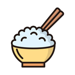 Rice bowl icon vector on trendy design