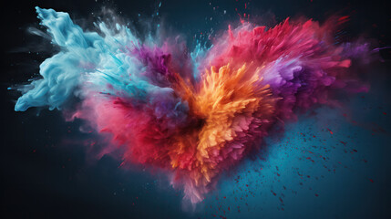Fototapeta premium Heart made of multi-colored powder symbolizing the beauty and energy of love on Valentine's Day